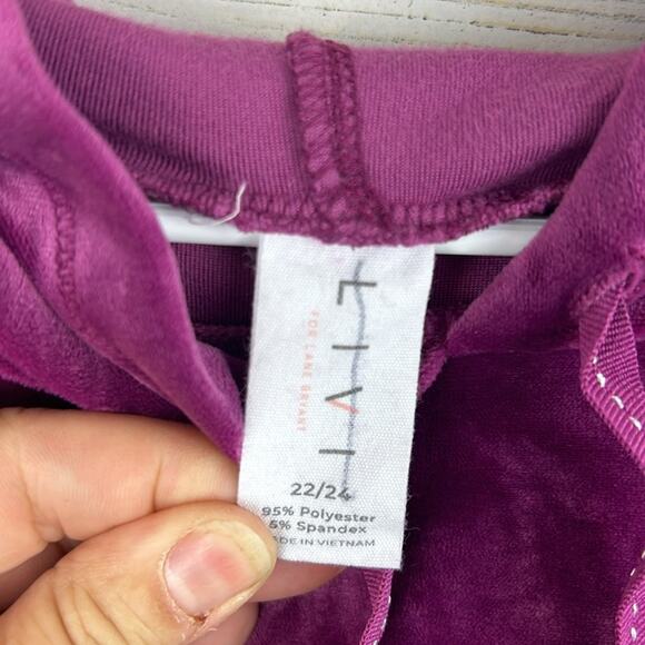 Livi Women’s Plus 22/24 Purple Velvet Hooded Long Sleeve Athletic Top NEW - Picture 3 of 5